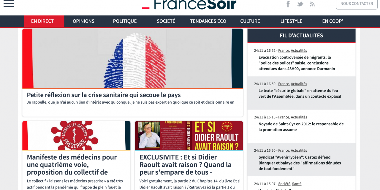 FranceSoir sort de l&rsquo;oubli et devient porte-parole des « covid-sceptiques »